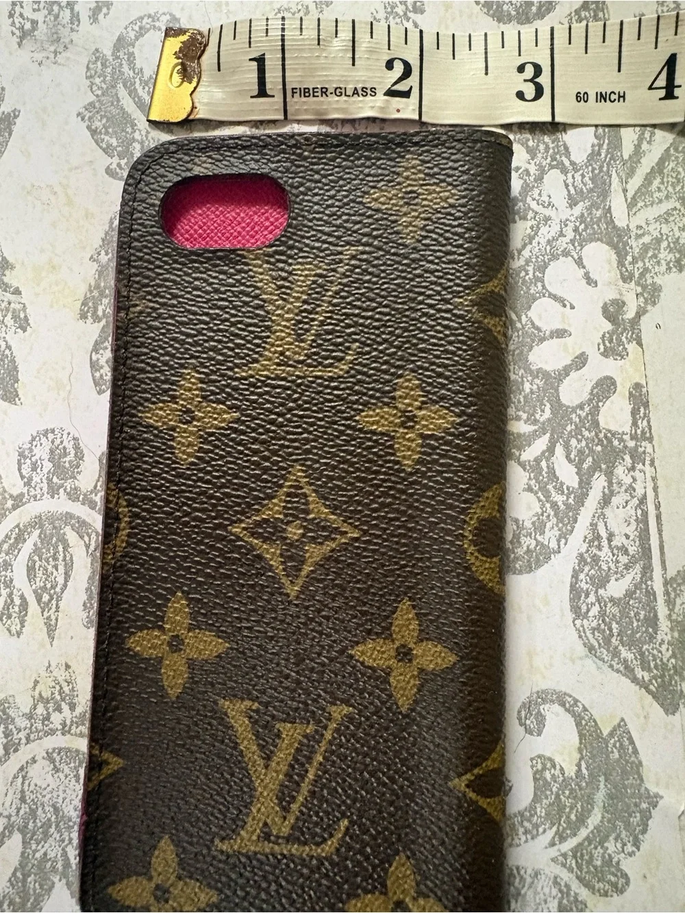 Louis Vuitton Monogram Phone Folio with Bright Pink Interior